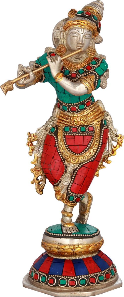 9" Handmade Shri Krishna Brass Statue