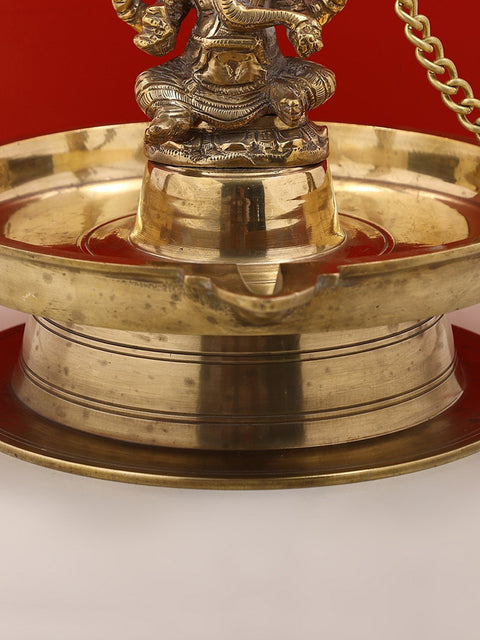 15" Brass Lord Ganesha Hanging Diya