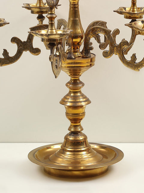 31" Large Brass Lord Ganesha Multi Wick Lamp