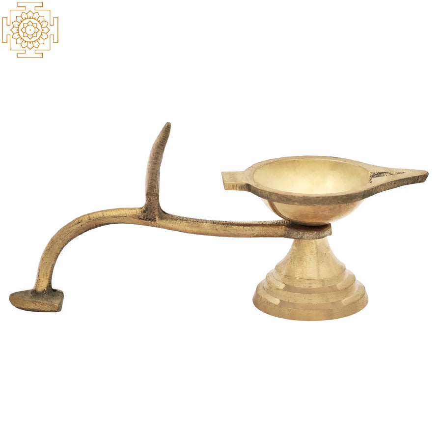 5" Brass Handheld Aarti Diya for Pooja