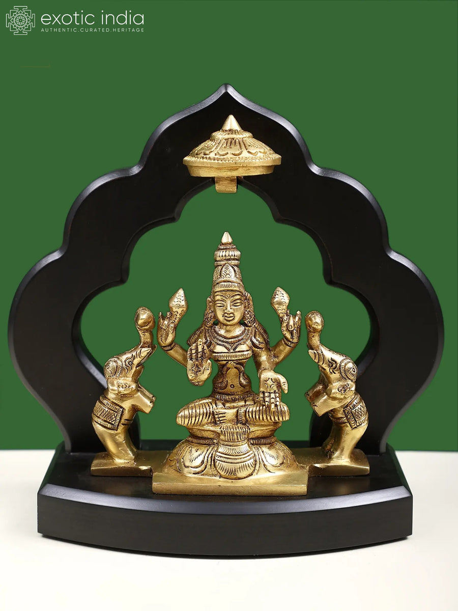 7" Brass Gaja Lakshmi Goddess Idol for Pooja
