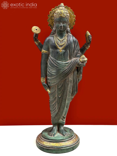 18" Brass Dhanvantari Handmade Physician Gods Statue