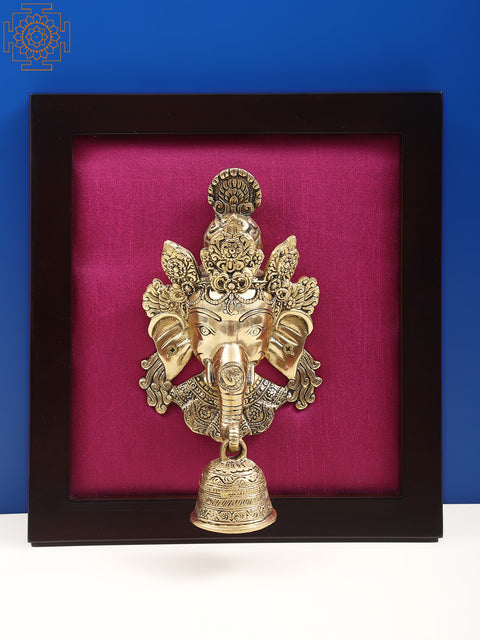 12" Lord Ganesha Mask Wall Hanging with Frame