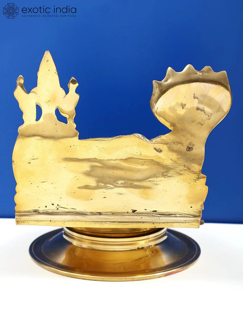 7" Brass Lamp Lord Sheshshayi Vishnu with Goddess Lakshmi