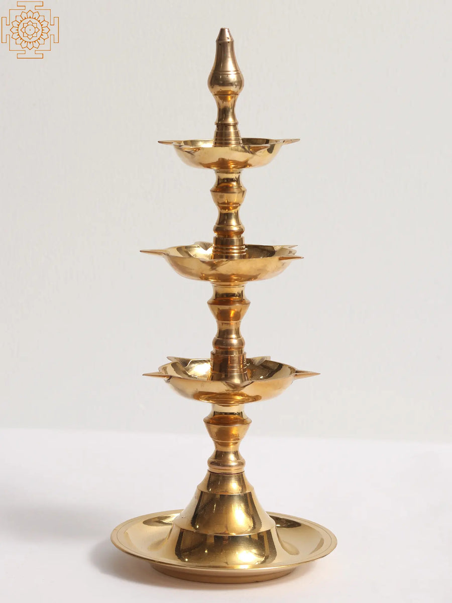 11" Brass Kumbakonam Traditional Oil Lamp for Pooja