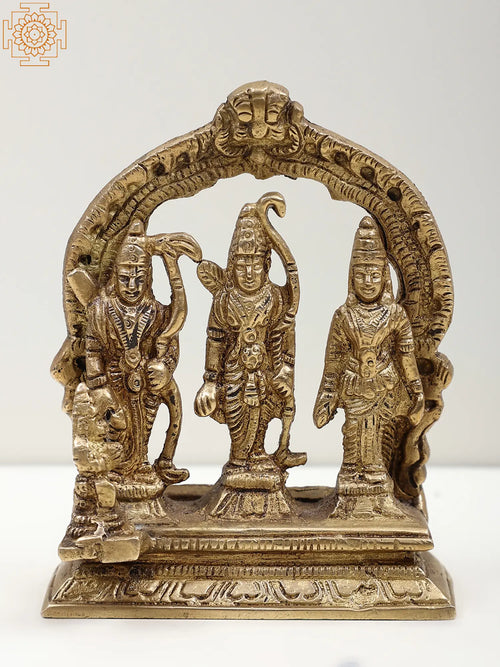 4" Handmade Rama Darbar Brass Sculpture for Home Pooja