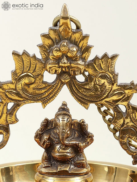 9" Brass Lord Ganesha Hanging Diya