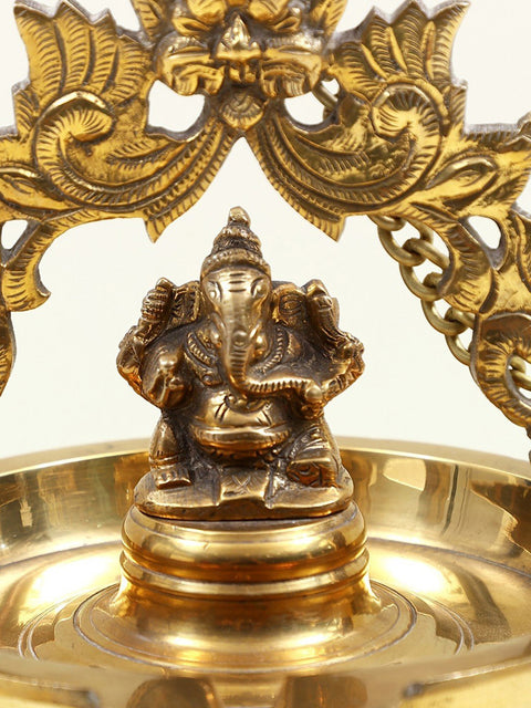 9" Brass Lord Ganesha Hanging Diya