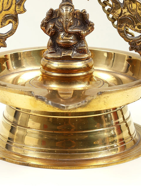 9" Brass Lord Ganesha Hanging Diya