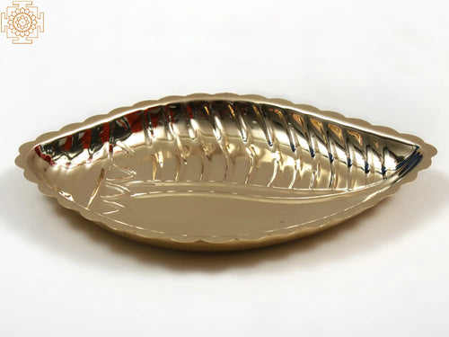 5" Small Brass Conch Puja Plate for Pooja