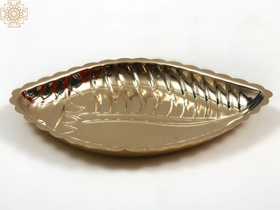 5" Small Brass Conch Puja Plate for Pooja