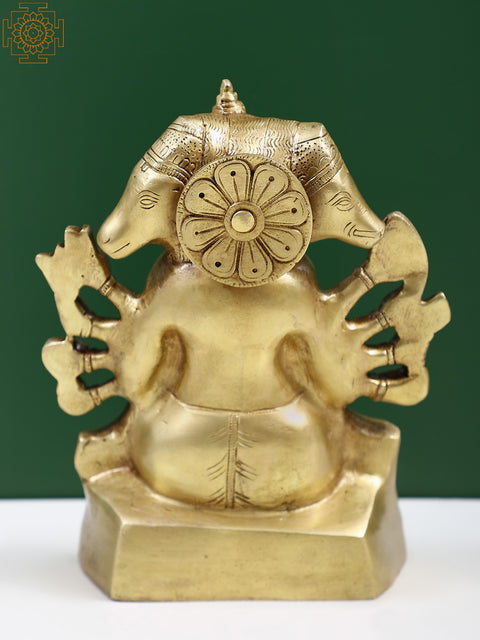 8" Brass Panchmukhi Hanuman Idol Seated on Pedestal