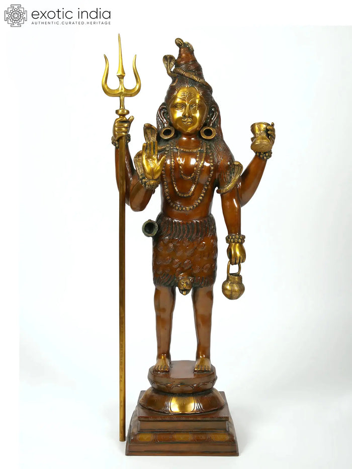 40" Large Brass Standing Lord Mahadeva Shiva Statue