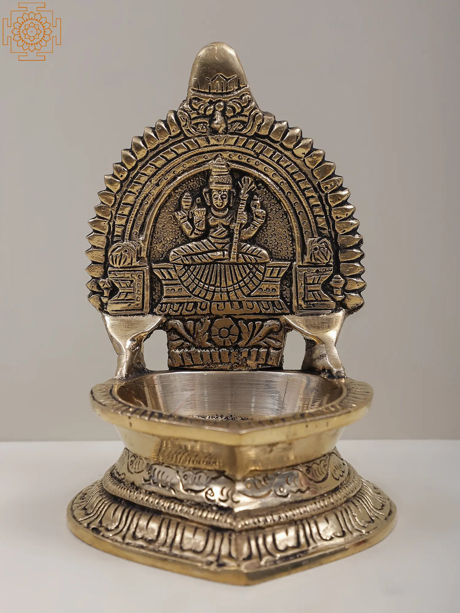6" Brass Goddess Rajarajeshwari Tripura Sundari Pooja Lamp