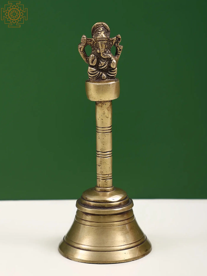 7" Brass Ganesha Handheld Bell
