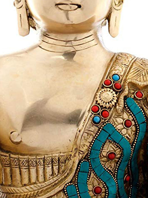 18" Gautam Buddha in Vitark Mudra - Tibetan Buddhist (Preaching) In Brass | Handmade | Made In India