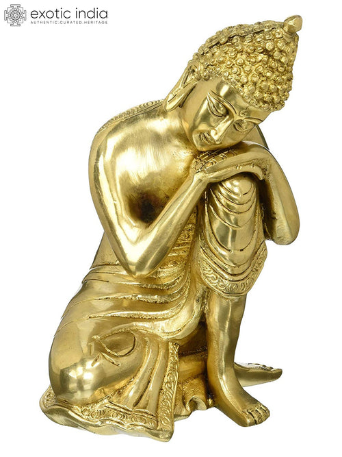 Thinking Buddha Brass Statue - Handmade Tibetan Buddhist Deity