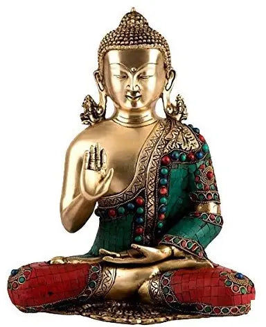 15" Blessing Buddha Idol | Handmade Brass Statue | Made In India