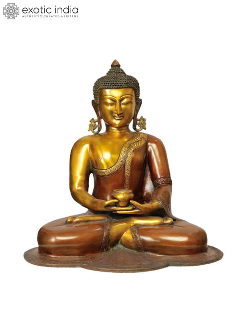 18" Meditation Buddha Brass Statue - Tibetan Buddhist Handmade Idol
