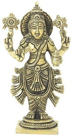 7" Standing Lord Vishnu In Brass | Handmade | Made In India