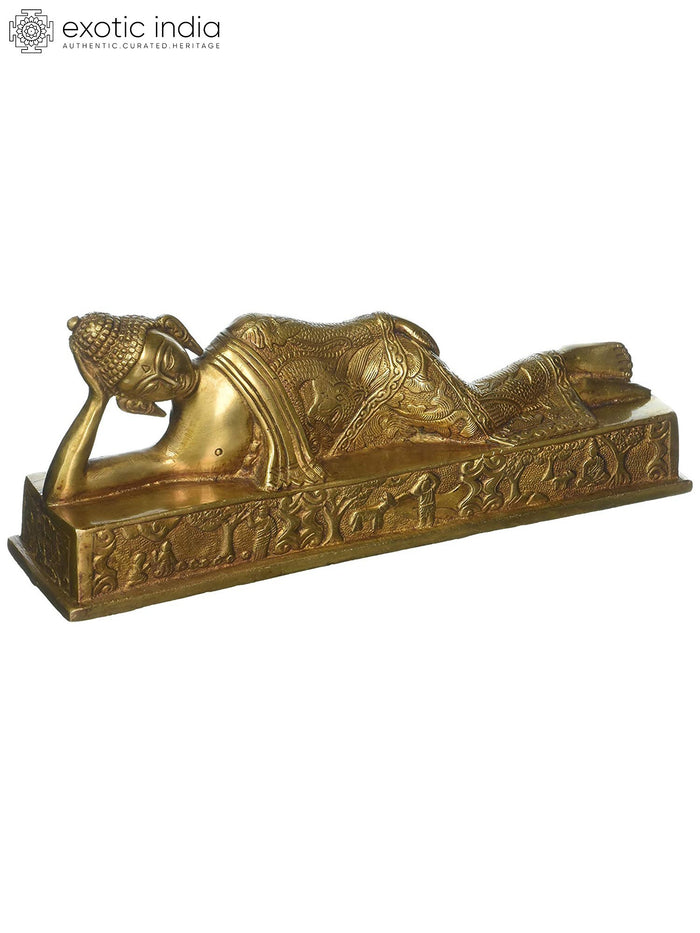 11" Handmade Resting Buddha Brass Statue
