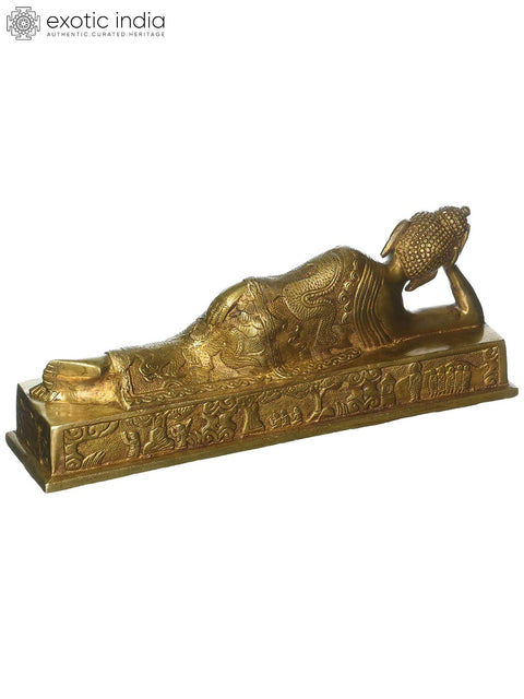 11" Resting Buddha In Brass | Handmade | Made In India