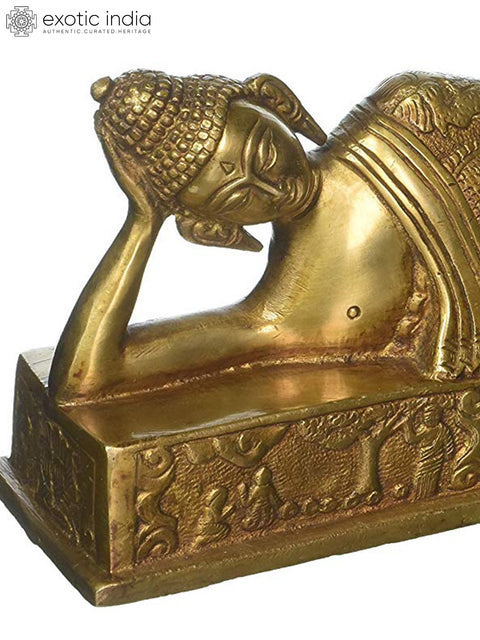 11" Resting Buddha In Brass | Handmade | Made In India