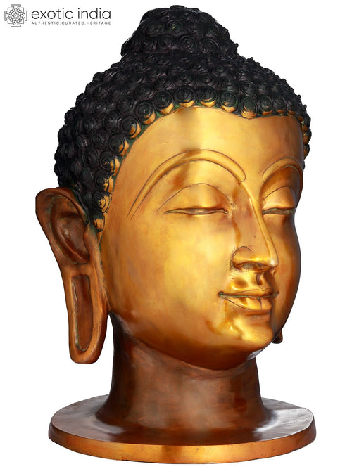 21" Large Buddha Head Brass Statue Handmade
