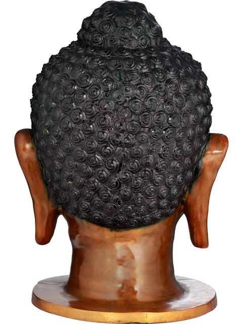 21" Large Size Buddha Head In Brass | Handmade | Made In India