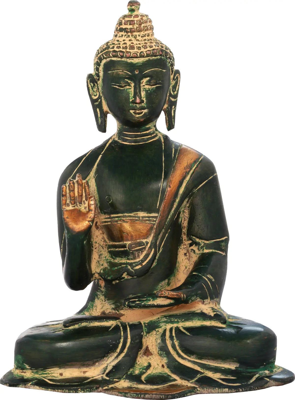 6" Blessing Buddha Sculpture in Brass | Handmade Tibetan Buddhist Idols | Made in India