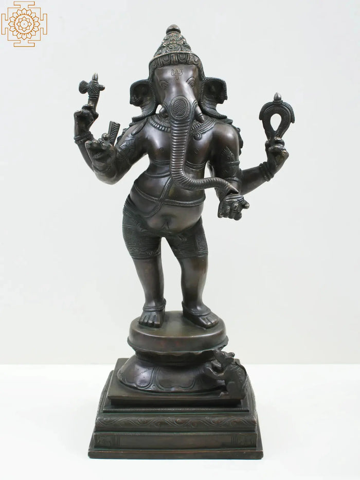 17" Standing Ganesha Handmade Brass Idol