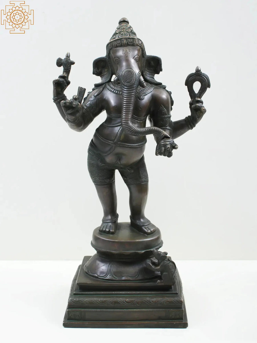 17" Standing Ganesha Handmade Brass Idol
