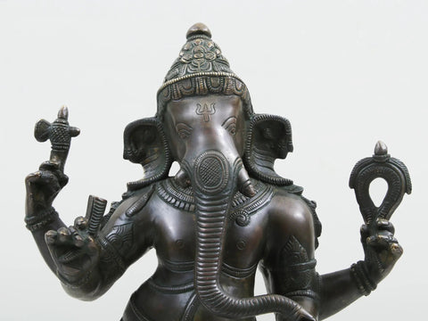 17" Lissome Standing Ganesha In Brass