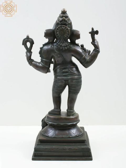 17" Lissome Standing Ganesha In Brass