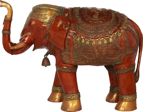 Superbly Decorated Elephant with Upraised Trunk - Large Size