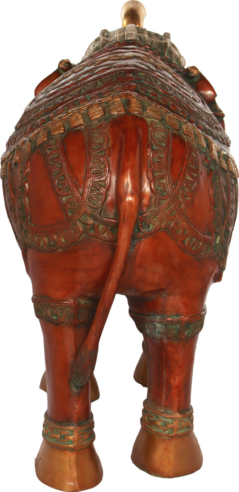 Superbly Decorated Elephant with Upraised Trunk - Large Size