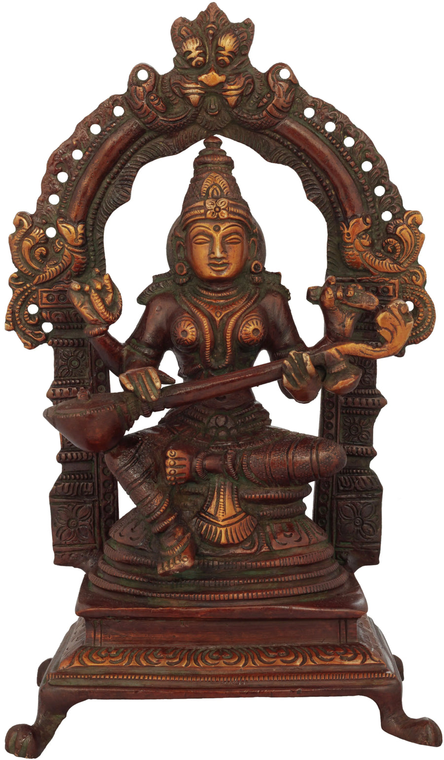 8" Devi Saraswati Brass Statue Handmade