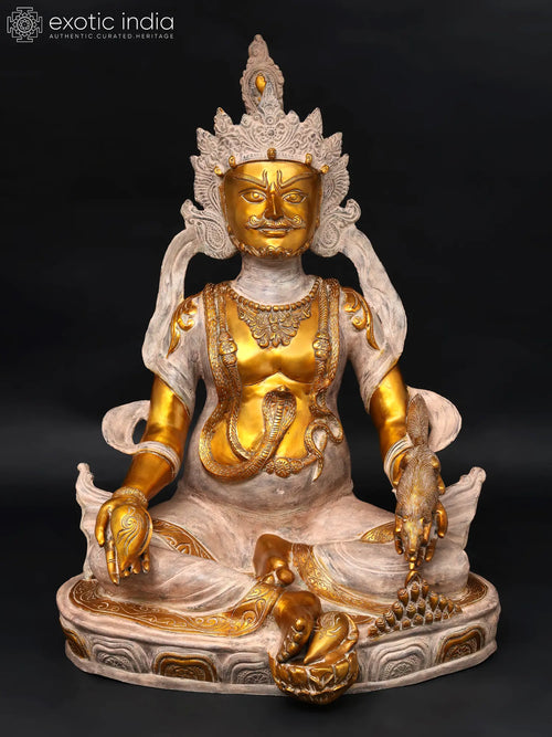 43" Large Handmade Lord Kubera Brass Statue for Home Decor
