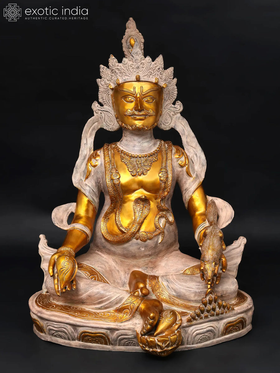 43" Large Handmade Lord Kubera Brass Statue for Home Decor