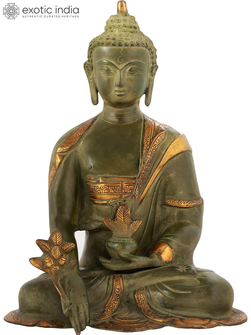 13" Handmade Brass Medicine Buddha Tibetan Buddhist Deity Statue