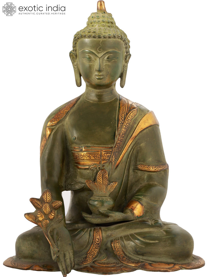 13" Handmade Brass Medicine Buddha Tibetan Buddhist Deity Statue