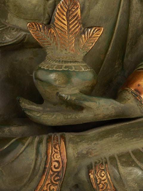 13" Tibetan Buddhist Deity Medicine Buddha In Brass | Handmade | Made In India