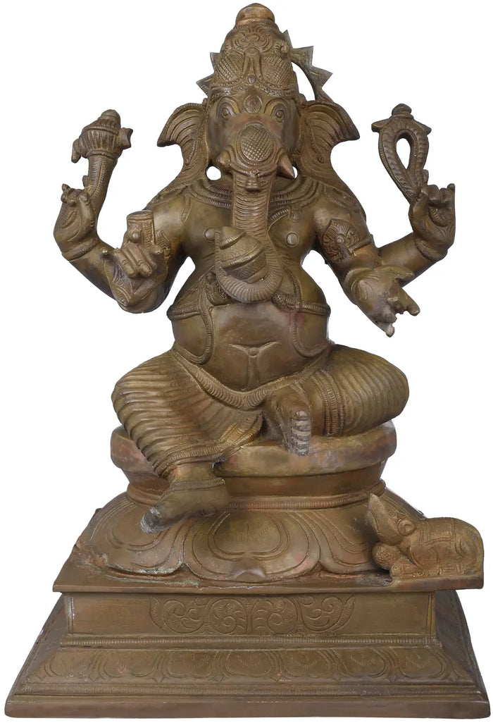 12" Handmade Ekadanta Ganesha Brass Statue for Pooja