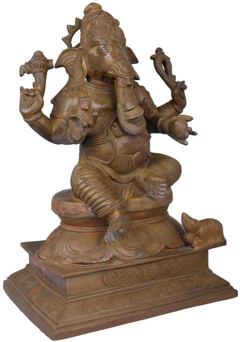 12" Ekadanta Ganesha In Brass | Handmade | Made In India