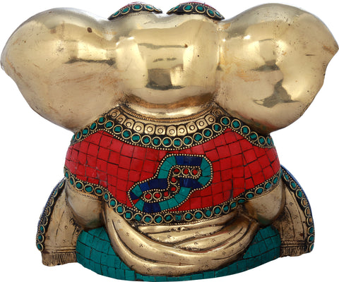 8" Inlay Blessing Ganesha with Large Ears In Brass | Handmade | Made In India