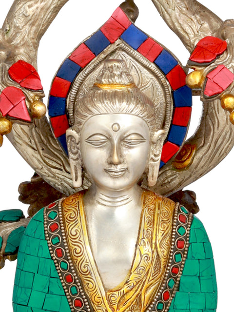 17" Lord Buddha Meditating Under The Bodhi Tree - Tibetan Buddhist In Brass | Handmade | Made In India