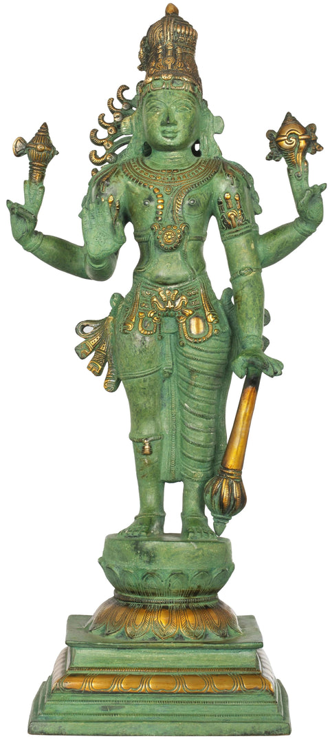 21" Harihara Brass Sculpture - Masterpiece of Eclectic Indian Iconography | Handmade in India