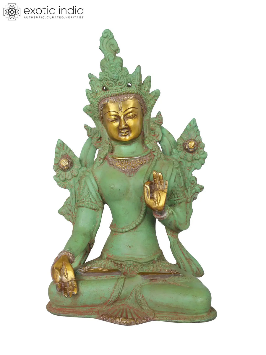 10" White Tara Brass Statue Handmade Buddhist Goddess Idol