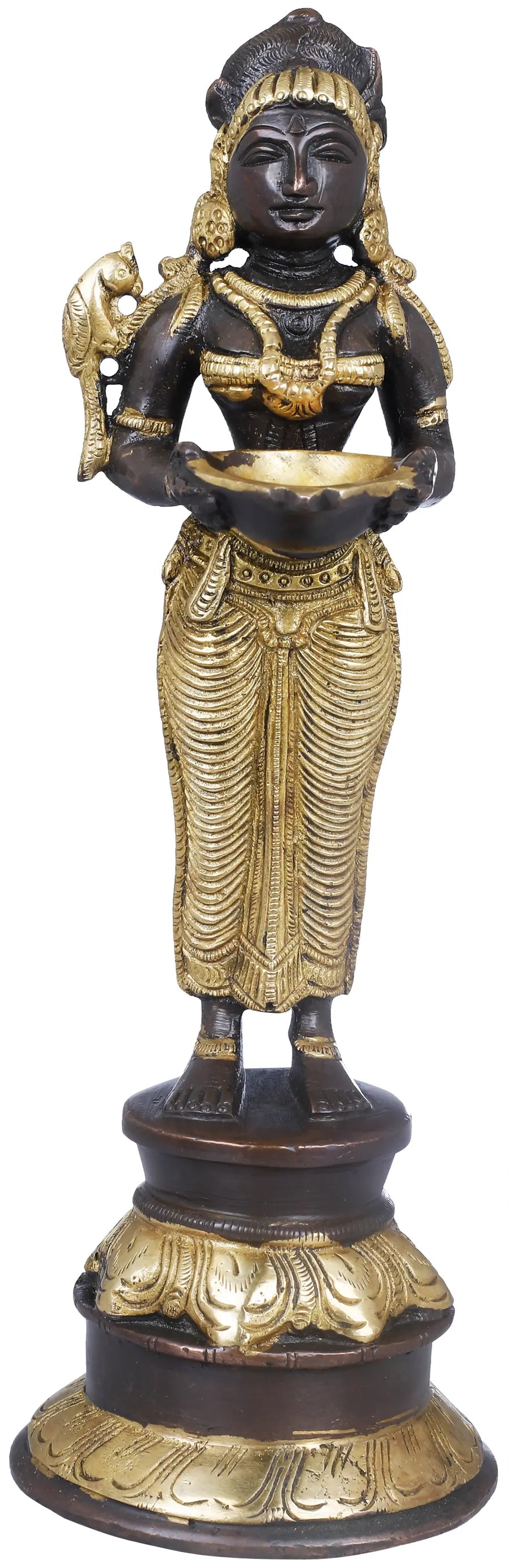 10" Deepalakshmi Brass Statue Handmade for Pooja