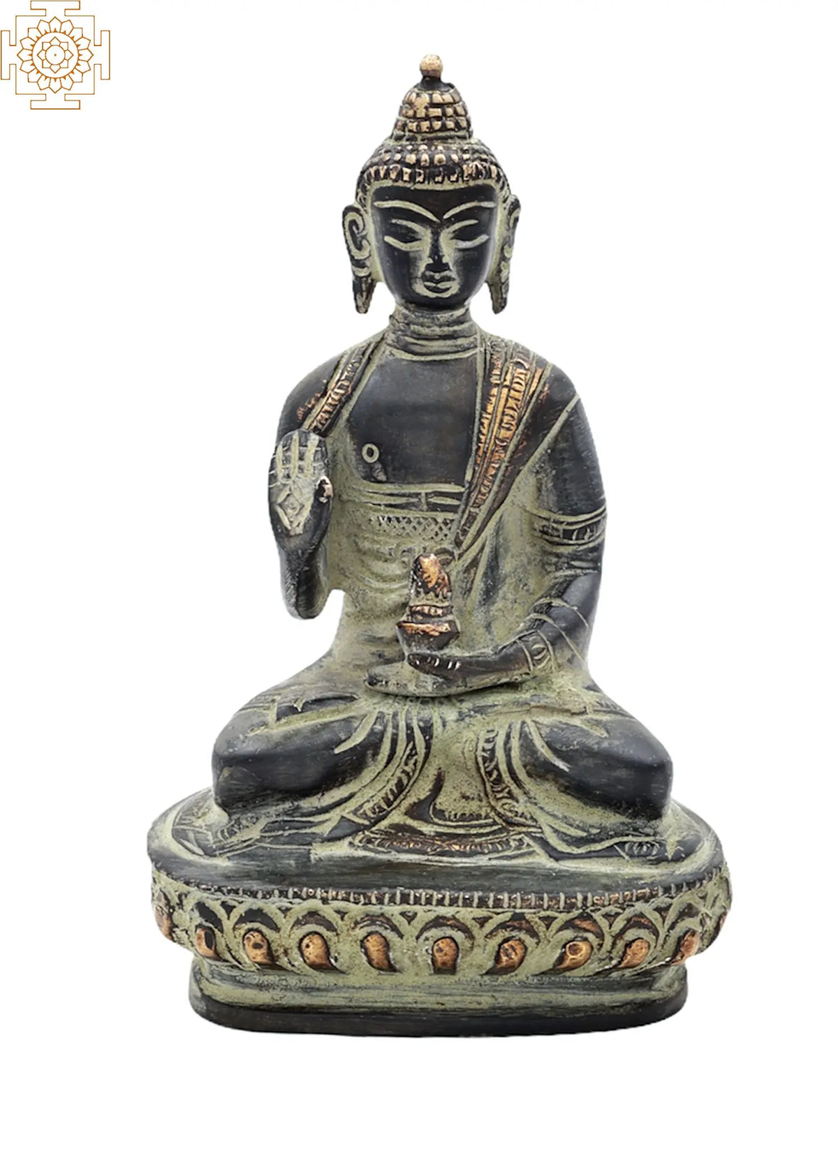 5" Brass Blessing Buddha Sculpture | Tibetan Buddhist Statues | Handmade | Made in India